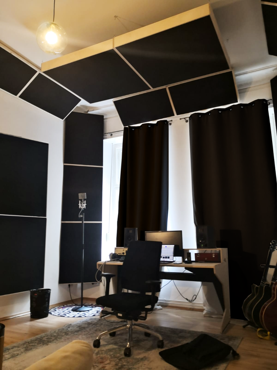 Acoustic Curtain Studio, Black, 225 cm, 2 layers, 140 cm