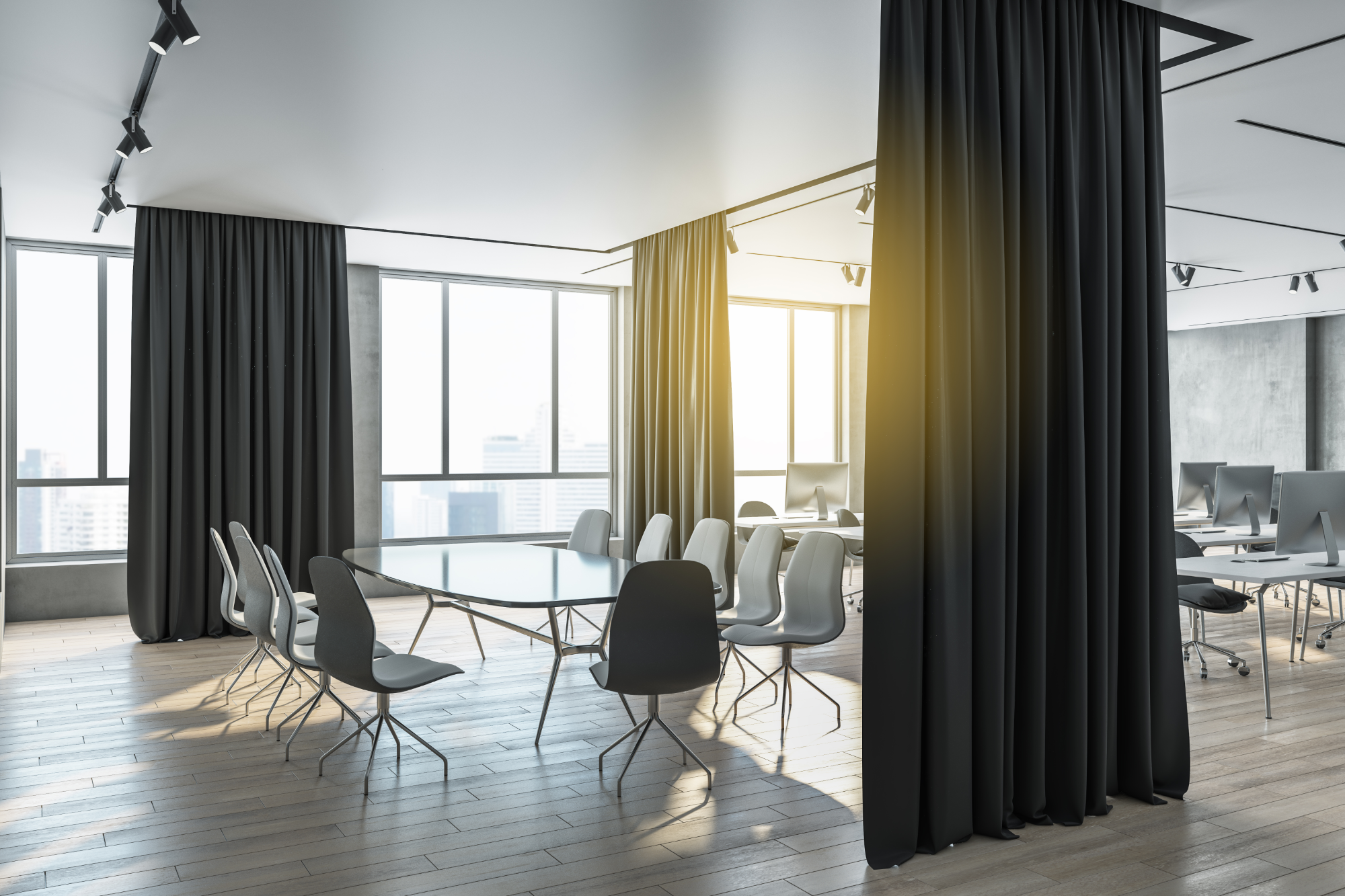 Acoustic curtain Office, Black, 250 cm, 3 layers, 140 cm